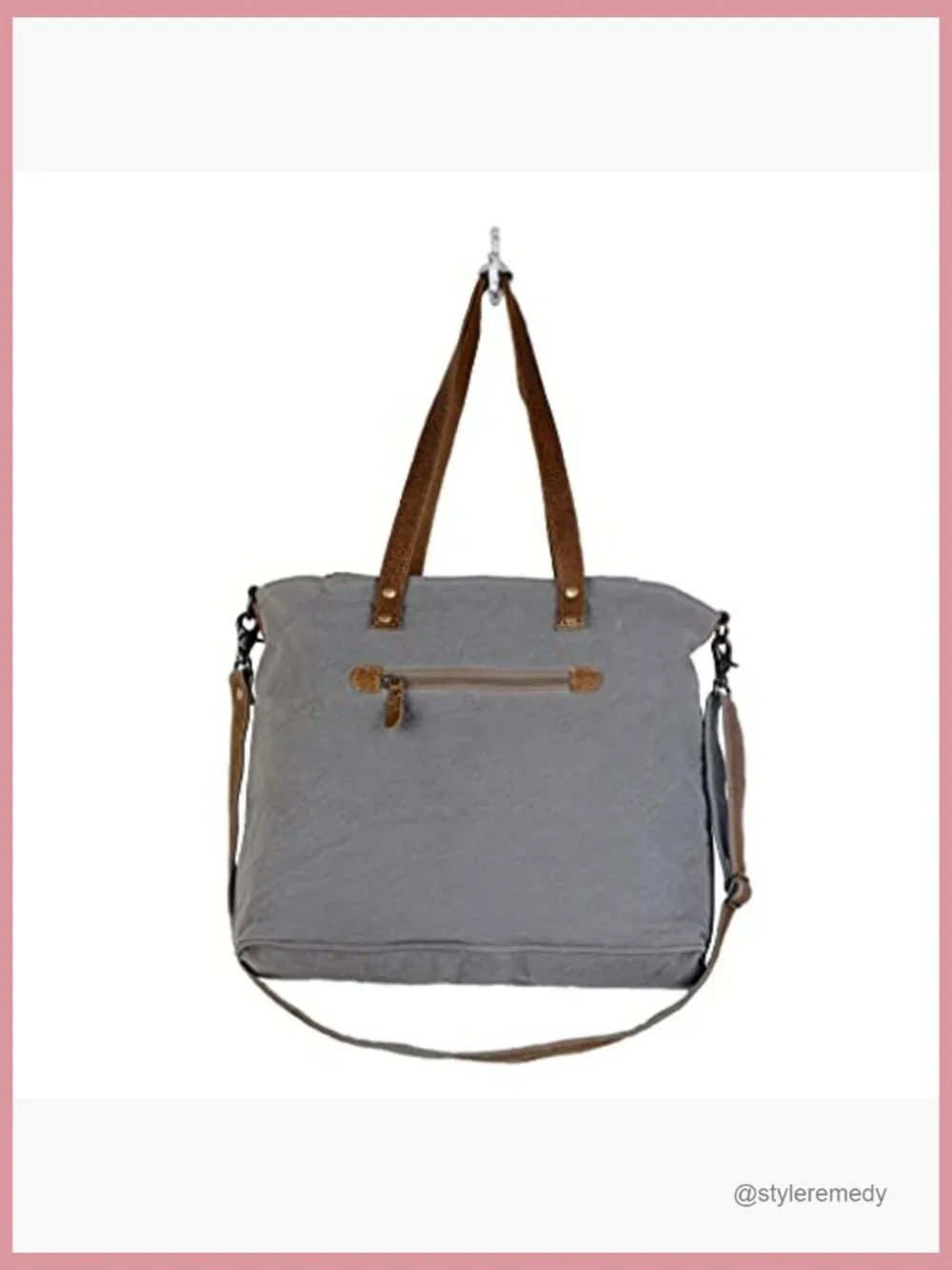 Upcycled Cotton & Leather Messenger Bag with Multiple Pockets & Adjustable Strap